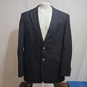 Brooks Brothers Madison Loro Piana Blazer Mens Size 45 Long Black Gold Buttons